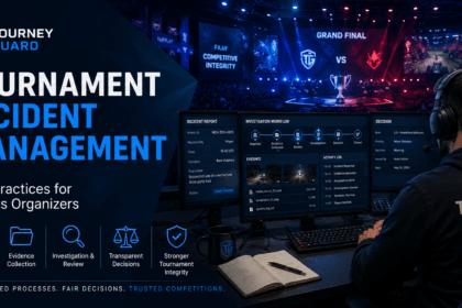 Tournament Incident Management dashboard showing incident reports, evidence collection, investigations, and transparent decision-making for esports tournament organizers.