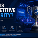 What is competitive integrity infographic showing fair play, transparent governance, evidence-based investigations, consistent rule enforcement, and tournament integrity in esports.