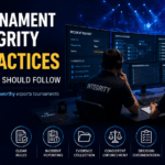 Tournament Integrity Best Practices illustrated through an esports tournament operations team managing incident reporting, evidence collection, rule enforcement, and transparent decision-making.