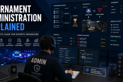 Tournament Administration Explained through professional esports administrators managing player registrations, tournament operations, incident reports, rule enforcement, and competitive integrity.