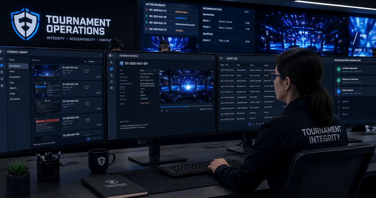 Chain of custody investigation workflow for esports tournament evidence management.