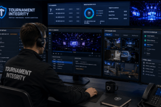 Tournament official performing professional match replay analysis during an esports investigation.