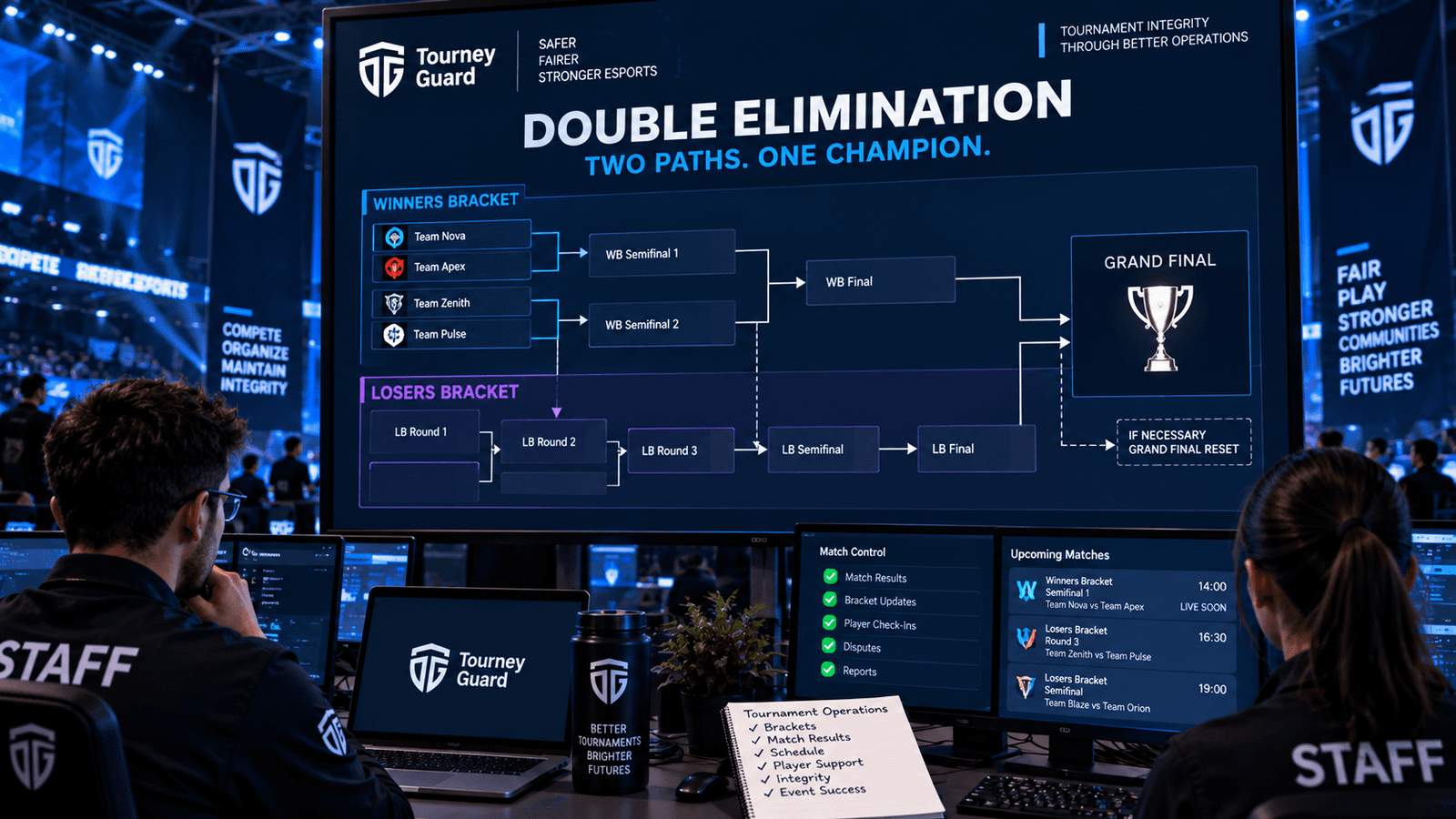Double Elimination Explained through an esports tournament bracket