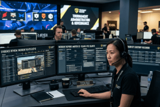 Professional esports investigator reviewing screenshot evidence using a tournament integrity management system.