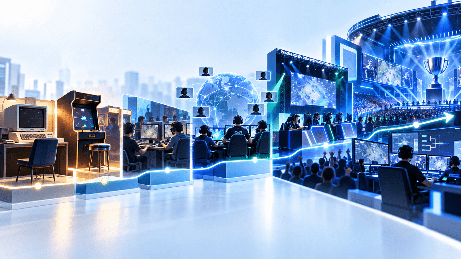 History of Esports showing the evolution of competitive gaming from early computers to modern esports